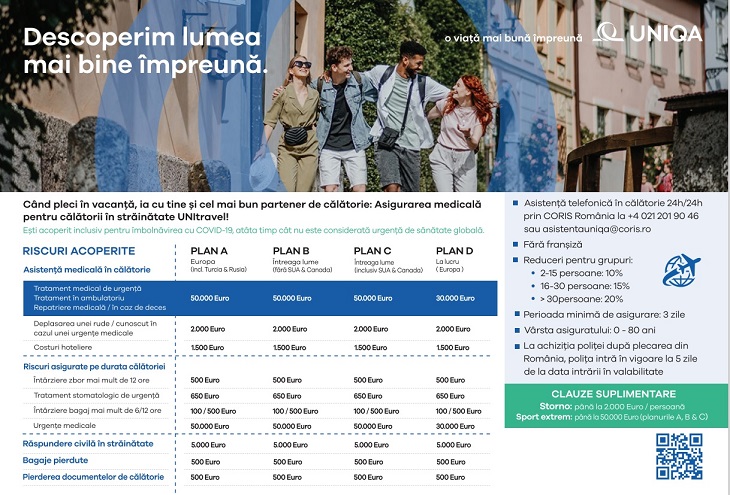 Asigurarea de calatorie UNItravel - beneficii
